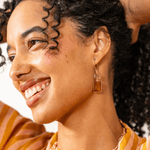 Load image into Gallery viewer, Veronica Two Tone Color Cut Glass Dangle Earrings in Amber