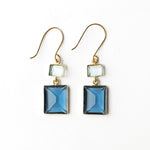 Load image into Gallery viewer, Veronica Two Tone Color Cut Glass Dangle Earrings in Blue