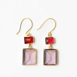 Load image into Gallery viewer, Veronica Two Tone Color Cut Glass Dangle Earrings in Red