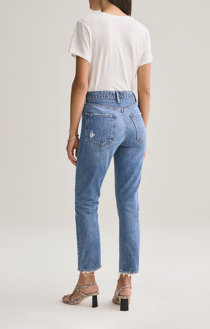 Riley High Rise Straight Crop Jean in Frequency