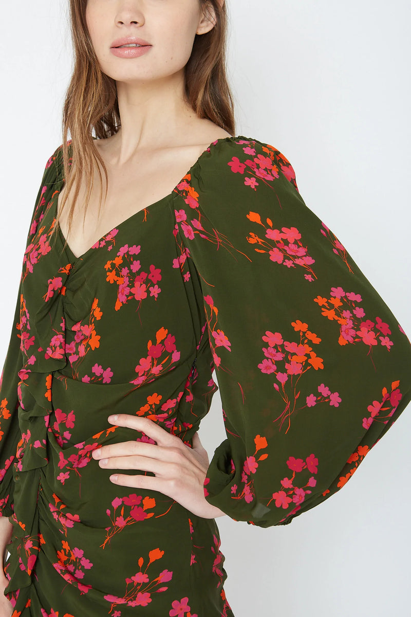 neon green floral dress Neon Green Bodycon Split Evening Gown main image 0