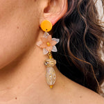Load image into Gallery viewer, Floral Drop Earrings in Dark and Stormy
