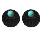 Load image into Gallery viewer, Iraca Turquoise Studs in Black