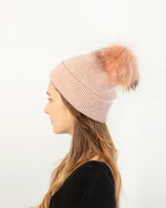 Load image into Gallery viewer, Knit Pom Pom Beanie in Denim