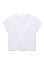 Load image into Gallery viewer, Alanis Recycled Cotton V-Neck Tee in White