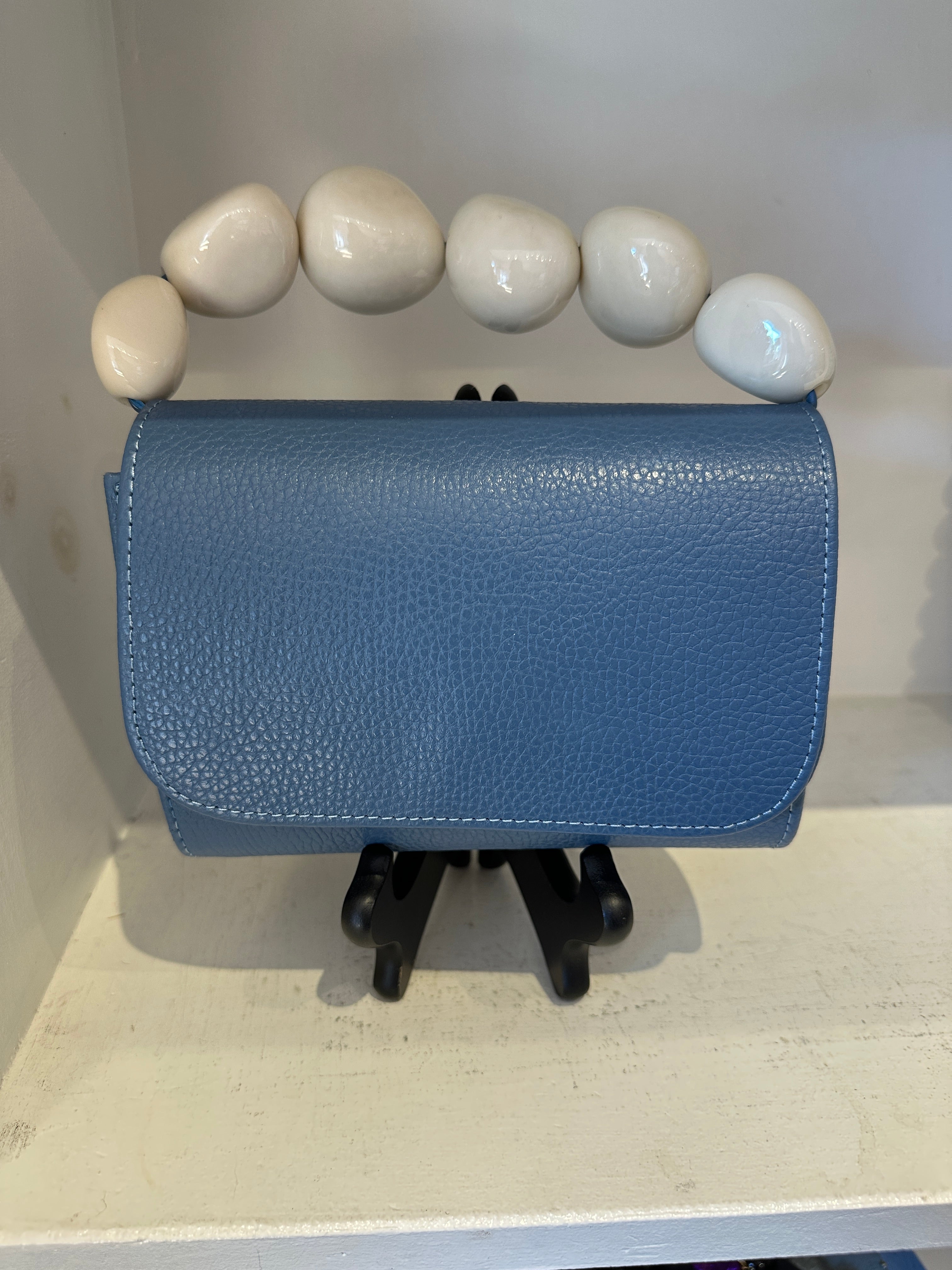 The Nica Leather Clutch in Blue