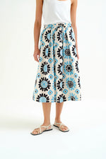 Load image into Gallery viewer, Waterfall Print Midi Skirt in Light Blue and Black
