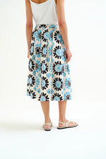 Load image into Gallery viewer, Waterfall Print Midi Skirt in Light Blue and Black

