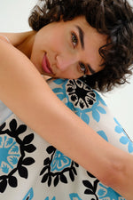 Load image into Gallery viewer, Waterfall Print Midi Skirt in Light Blue and Black
