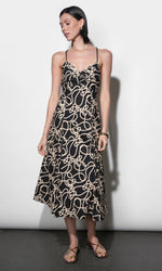 Load image into Gallery viewer, Tara Braided Strap Midi Dress in Black
