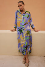 Load image into Gallery viewer, Midi Shirt Dress in Paradiso Blue
