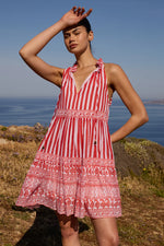 Load image into Gallery viewer, Sleeveless Tiered Short Dress in Santorini Red
