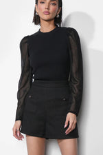 Load image into Gallery viewer, Honey Sheer Sleeve Sweater Top in Black
