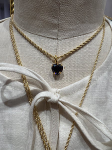 Rope Chain Heart Charm Necklace in Amethyst