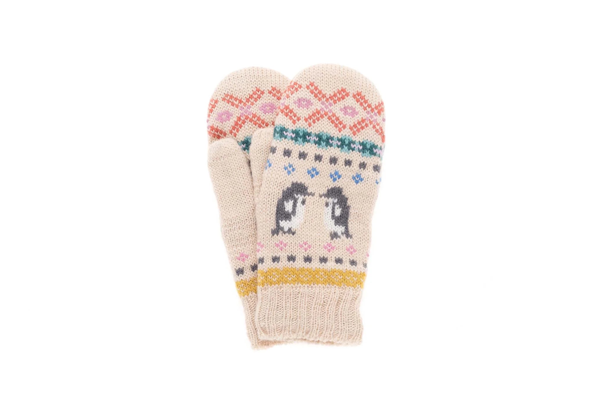 Penguin Party Mittens in Natural