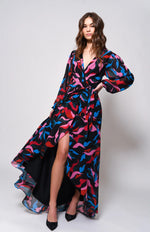 Load image into Gallery viewer, Bridge Maxi Dress in Multi Squiggle Leaves
