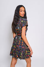 Load image into Gallery viewer, Peach Dress in Black Garden Floral
