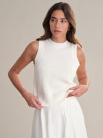 Load image into Gallery viewer, Demi High Crew Neck Knit Tank in Chalk
