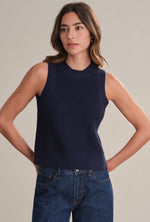 Load image into Gallery viewer, Demi High Crewneck Cotton Tank in Dark Blue
