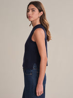 Load image into Gallery viewer, Demi High Crewneck Cotton Tank in Dark Blue
