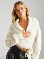 Load image into Gallery viewer, Tammy Boucle Ballerina Wrap Sweater in Chalk
