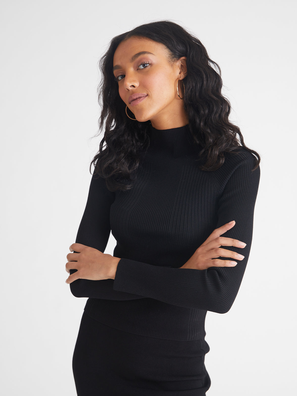 Haley Rib Mockneck in Black