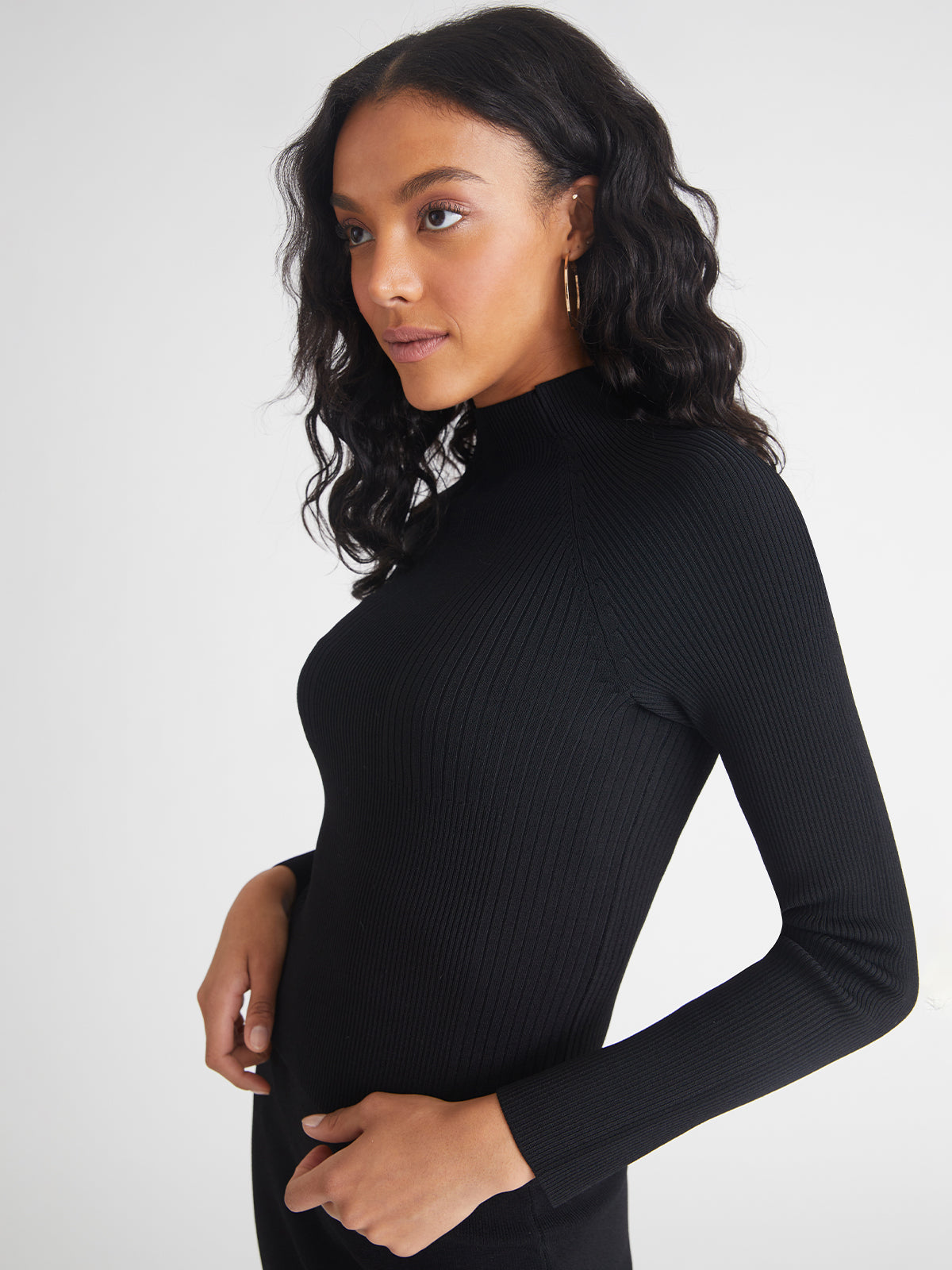 Haley Rib Mockneck in Black