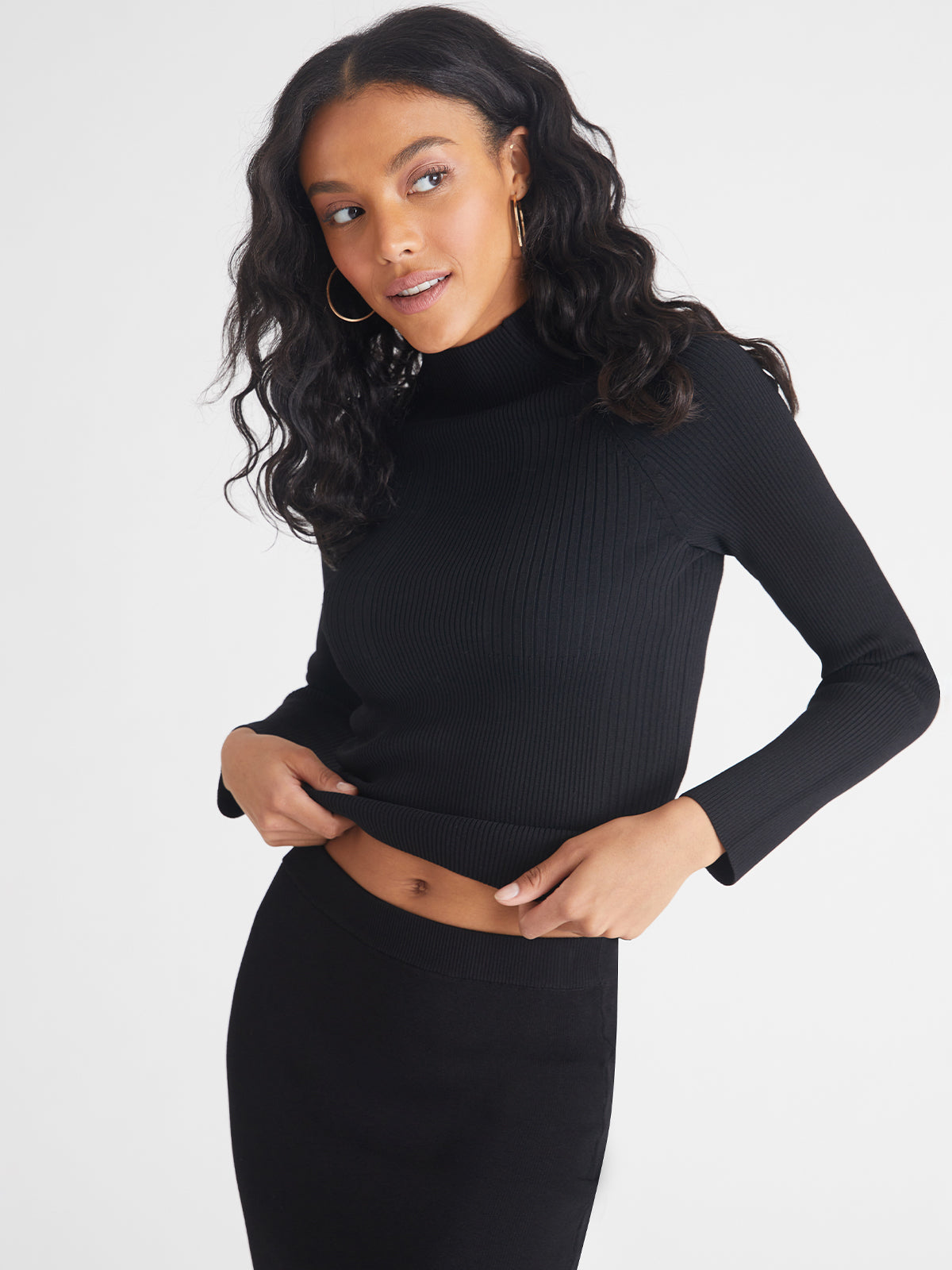 Haley Rib Mockneck in Black