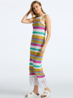 Load image into Gallery viewer, Halter Crochet Midi Dress in Cyan Multi
