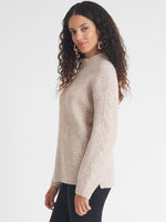 Load image into Gallery viewer, Lexi Mockneck Cable Pullover in Cashew Heather
