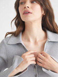 Gemma Flare Sleeve Shirt in Grey