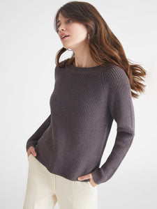 Jane Metallic Crewneck Sweater in Charcoal