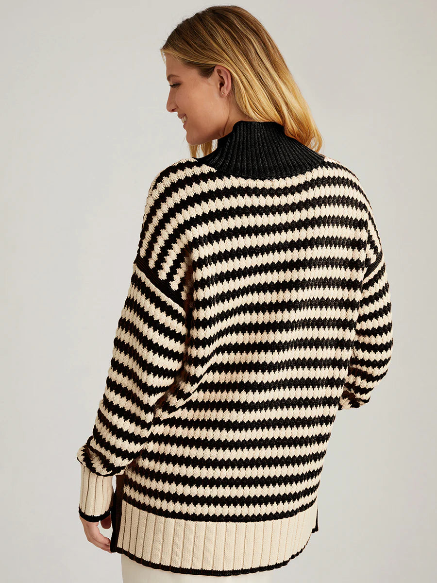 Giselle Popcorn Stitch Sweater in Black Multi