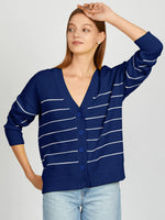 Load image into Gallery viewer, Relax Stripe Cardigan in Dark Blue Multi
