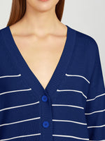 Load image into Gallery viewer, Relax Stripe Cardigan in Dark Blue Multi
