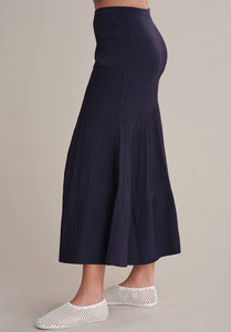 Gwyneth Rib Maxi Skirt in Dark Blue