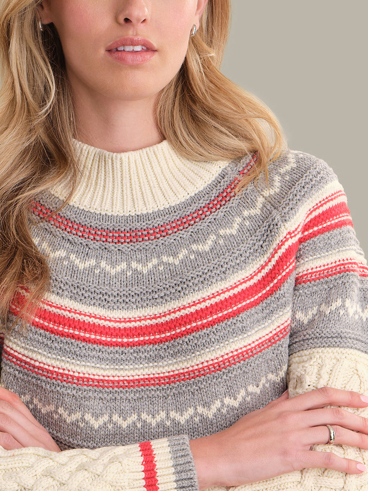 Anya Fair Isle Yoke Sweater in Sea Salt Combo