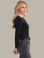 Load image into Gallery viewer, Anne High Rib Waist Cardigan in Black
