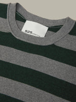 Load image into Gallery viewer, Colette Crew Neck Boxy Tee in Heather Grey/Bottle Green
