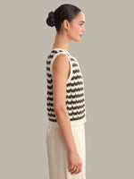 Load image into Gallery viewer, Isla Striped Button Front Vest in Chalk/Brown
