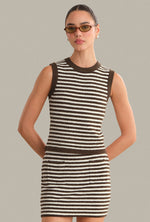 Load image into Gallery viewer, Alessia Teddy Stripe Crew Neck Tank in Shaved Chocolate Combo
