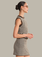 Load image into Gallery viewer, Alessia Teddy Stripe Crew Neck Tank in Shaved Chocolate Combo
