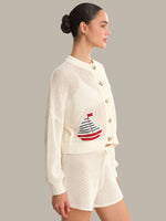 Load image into Gallery viewer, Tide Mesh Nautical Cardigan in Chalk Multi
