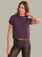 Load image into Gallery viewer, Banks Rolled Edge Sweater Tee in Italian Plum
