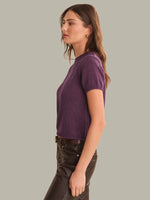 Load image into Gallery viewer, Banks Rolled Edge Sweater Tee in Italian Plum

