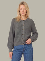Load image into Gallery viewer, Pippa Shaker Crew Cardigan in Heather Grey
