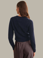 Load image into Gallery viewer, Betsy Classic Cashmere Cardigan in Dark Blue
