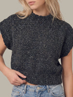 Load image into Gallery viewer, Greer Short Sleeve Dolman Sweater in Marled Black
