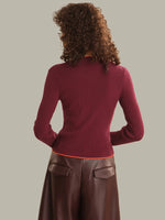 Load image into Gallery viewer, Emmeline Rib Layered Henley in Dark Cherry Combo
