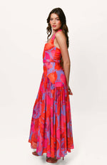 Load image into Gallery viewer, Aza Halter Maxi Dress in Purple Watercolor Gardenia

